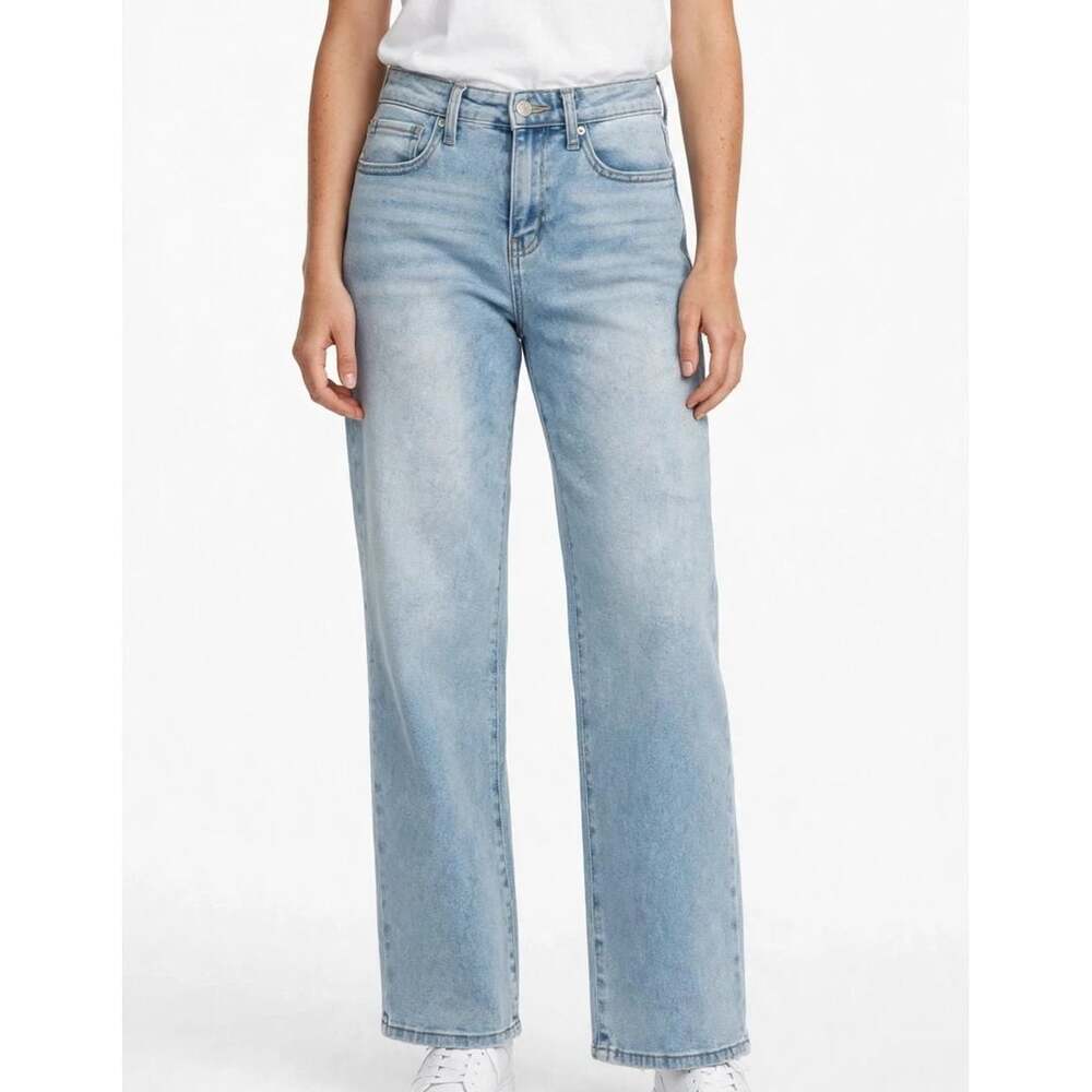 Light Wash Wide Leg Jeans Straight Baggy Clean No Distressing - Size M / 28